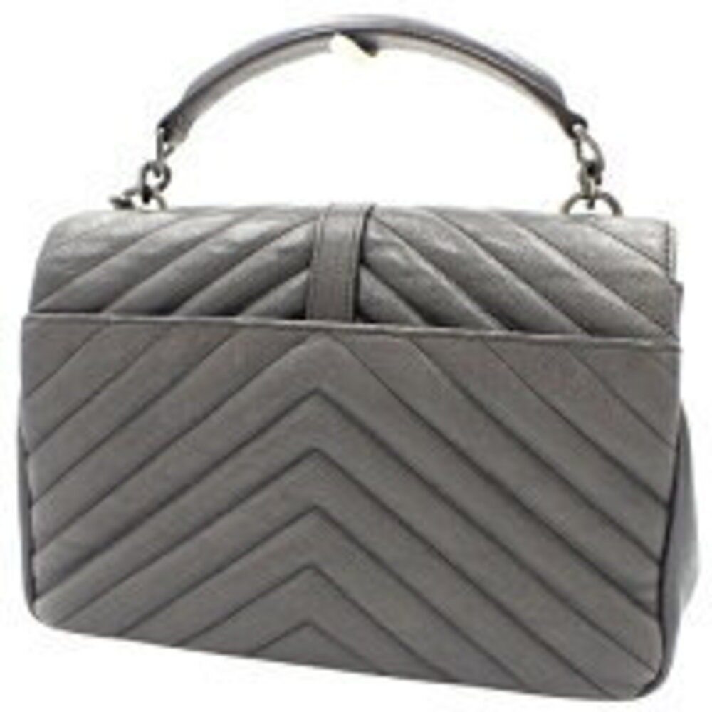 SAINT LAURENT PARIS College Chain Shoulder Bag Handbag V Gray - Picture 2 of 8